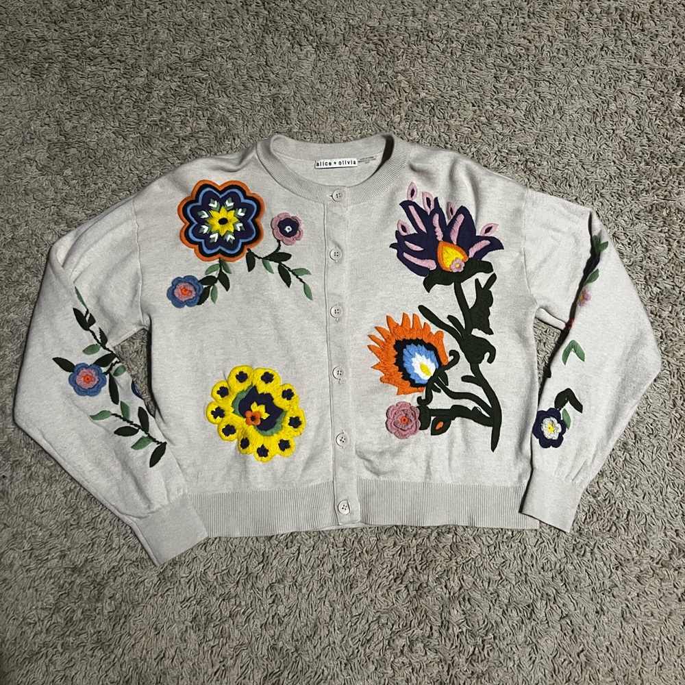 alice + olivia embroidered cardigan